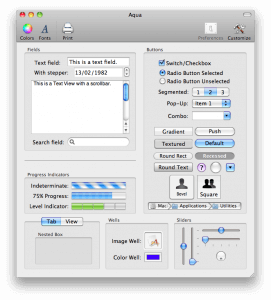 Vzhled prvků operačního systému Mac OS.