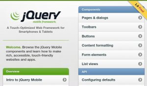 Aplikace s jQuery Mobile na tabletu.