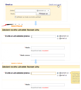 Pro začátek tvorby nového účtu na Seznam.cz potřebuji dvě kliknutí.