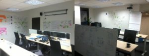 V Dobrém webu jsme pro jeden z projektů využili stěny v Usability Labu na všechny naše nápady a myšlenky.